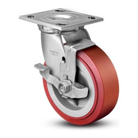 Colson 4 Series Swivel Plate Caster Poly With Brake 4" Dia. 600 Lb. 4.04109.929 BRK7 SS